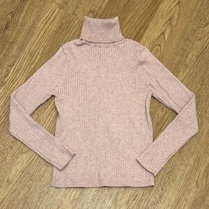 Zara Girls Size 13-14 Light Pink Ribbed Turtle Neck Stretchy Sweater